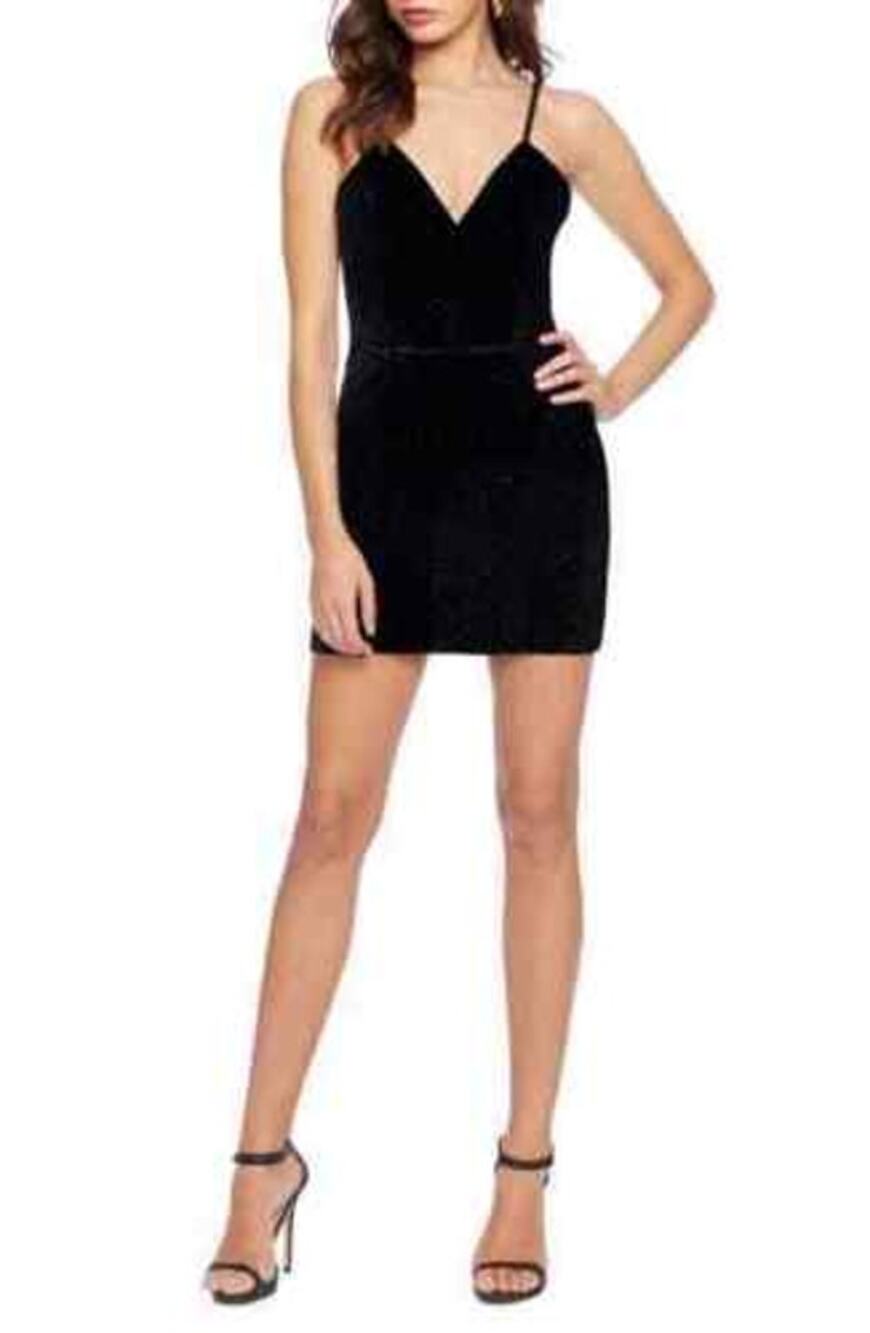 Cosmopolitan Dress The Population Vida Black Sequin V Neck Mini Dress
